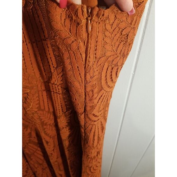 Maurice Women's XL  Rusty Brown Lace Sleeveless Fit & Flare Maxi‎ Dress - Picture 4 of 12
